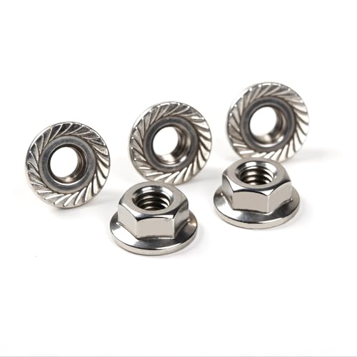 M6-1.0mm (30 Pcs) Serrated Hex Flange Lock Nuts, 304 Stainless Steel Bright Finish Full Thread Hex Drive - size: M6(30PCS)