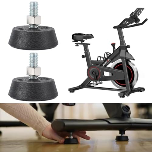 2 Pack Exercise Bike Leveling Feet Replacement Non Slip 3/8" Threaded Screw Stationary Bike Foot Levelers Pad Floor Protector for Exercise Bike Indoor Cycling Bike Workout Bike