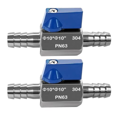 Beduan 2PCS 3/8” Barb Ball Valve 304 Stainless Steel Mini Shut Off Valve - size: 3/8" Hose Barb