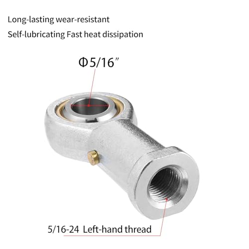 2Pcs PHSB5 Rod End Bearing 5/16 Inch Bore Pre-Lubricated 5/16-24 Female Thread Left Hand Heim Joint with Jam Nuts - size: 5/16, style: Left Hand