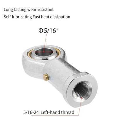2Pcs PHSB5 Rod End Bearing 5/16 Inch Bore Pre-Lubricated 5/16-24 Female Thread Left Hand Heim Joint with Jam Nuts - size: 5/16, style: Left Hand