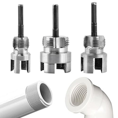 3Pcs PVC Pipe Threading Kit, 1/2, 3/4&1 Inch NPT Dual End PVC Cutting Set