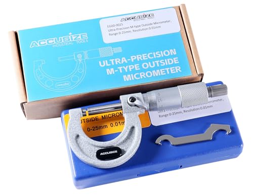 Accusize Outside Micrometer, 0-25mm x 0.01mm, EG00-0025 - size: 0-25mm