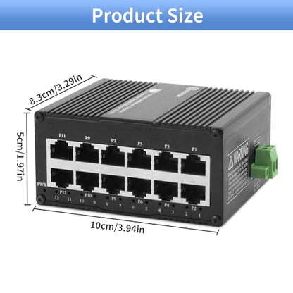 12-Port Gigabit Ethernet Switch, USB-C 5V or DC 9-56V Power Input
