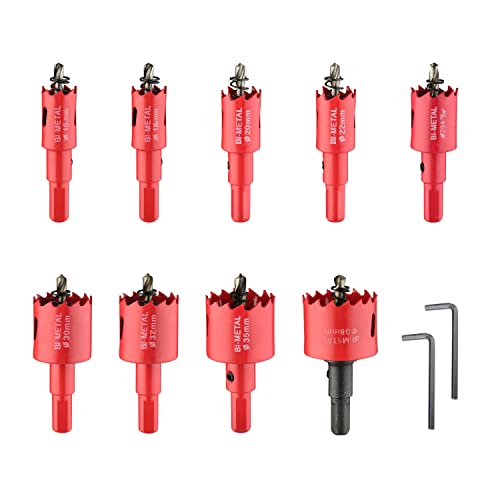 9PCS Bi-Metal Hole Saw Kit, Carbide Hole Saw Set for Thin Metal, Wood,Plywood, Cornhole, Ceiling, and Drywall - size: (5/8'' to 1-1/2'')-9PC