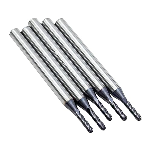 LU&MN 4T Carbide Ball Nose End Mill Bits, 1/16" Dia, 1/8" Shank Dia, 5 PCS