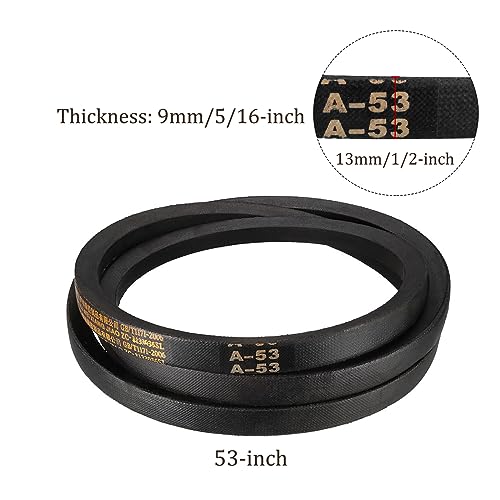 A-53 Drive V-Belt - [53-inch Inside Circumference] A-Section Rubber Drive Belt Wrapped for Transmission Use - size: A-53