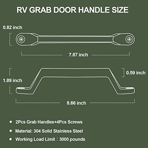 ESUDNT RV Grab Door Handle, Heavy Duty 304 Stainless Steel Metal for Camper, Trailer, Cargo Trailer, Motor Home, Boat, Automotive, Cart (2 Pack, Come with Screws) - size: 2 Pack