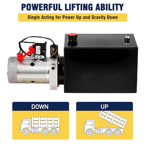 Hydraulic Power Unit 12 Quart Hydraulic Pump 12V Dump Trailer Pump Single Acting Hydraulic Power Pack 3200 PSI Electric Hydraulic Pump with Steel Reservoir for Car Lift