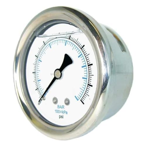 PIC Gauges 202L-158D Center Back Mount Glycerine Filled Pressure Gauge w/ SS Case/Bezel, Brass Internals, PC Lens, 1.5" Dial, 0/60 psi Range, 1/8" Male NPT - style: 0 - 60 PSI