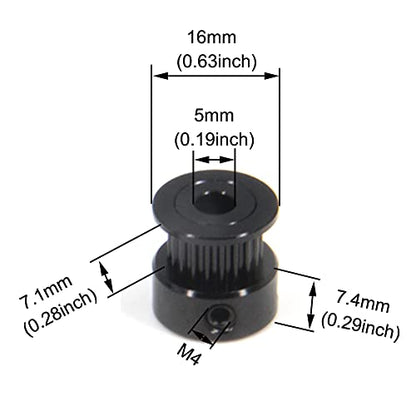 10pcs/Set GT2 Pulleys Wheel 20 Teeth 5mm Bore Black Aluminum Timing Belt Idler Pulleys for 3D Printer 6mm Width Timing Belt (20T-5mm Bore-Black) - size: 20T-5mm Bore-Black