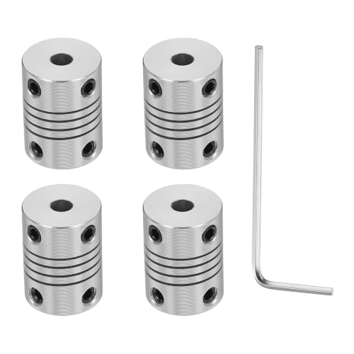 Flexible Shaft Coupling(3mm|4mm): 4 Pcs Silver Aluminum Alloy - color: Silver, size: 3mm x 4mm (15mm OD, 25mm L)