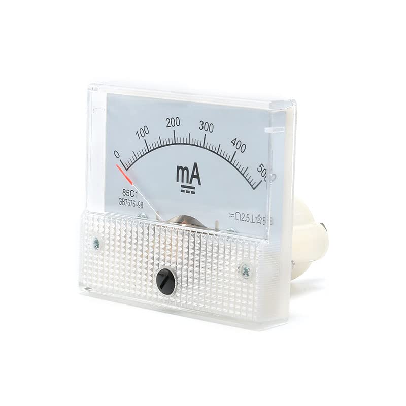 85C1 DC Pointer Ammeter Analog Meter 500MA Rectangle Panel Mounted Current Meter Ammeter Tester 0-500 mA DC 85C1 65 * 56MM 2.5 Accuracy - color: DC 500mA