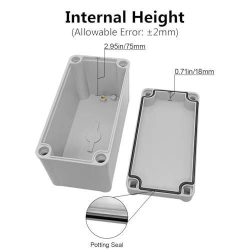 LeMotech Junction Box IP67 Waterproof Dustproof ABS Plastic Project Box for Electrical Outdoor Enclosure Gray 6.3 x 3.1 x 3.7 inch (160 x 80 x 95 mm),2 Pack - size: 6.3" x 3.1" x 3.7" (2pc)