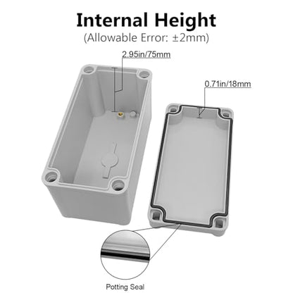 LeMotech Junction Box IP67 Waterproof Dustproof ABS Plastic Project Box for Electrical Outdoor Enclosure Gray 6.3 x 3.1 x 3.7 inch (160 x 80 x 95 mm),2 Pack - size: 6.3" x 3.1" x 3.7" (2pc)