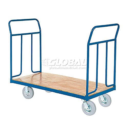 Global Industrial Wood Deck Platform Truck w/Removable Handles, 1200 Lb. Capacity,8" Pneumatic Wheels