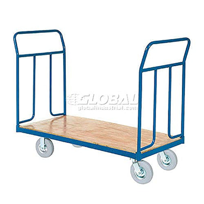 Global Industrial Wood Deck Platform Truck w/Removable Handles, 1200 Lb. Capacity,8" Pneumatic Wheels