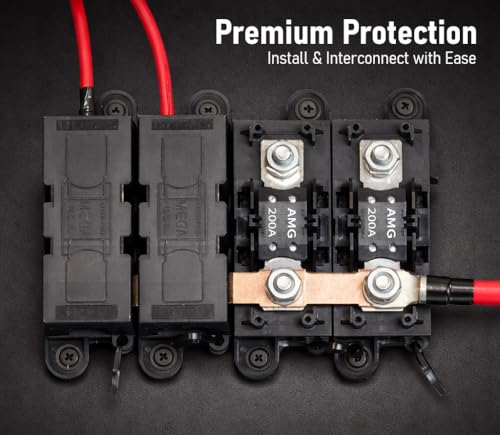 MGI SpeedWare MEGA Fuse Holder Kit with Fuse – Heavy Duty Bolt-Down Battery Fuse Block for Automotive, Marine, RV & High Current Power Distribution Systems (200 AMP) - size: 200 AMP