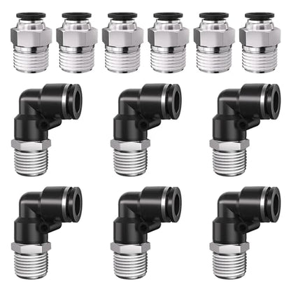 3/8 Push to Connect Fittings npt Thread to 1/4 Air Line quick - size: 1/4"OD x 3/8"NPT