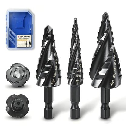 3PCS Step Drill Bit Set - Titanium Four Spiral Flute HSS Step Bit - color: 3PCS Four Spiral-NEW