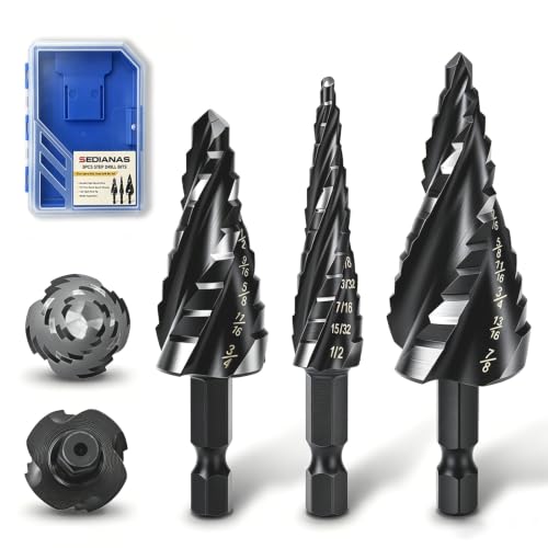 3PCS Step Drill Bit Set - Titanium Four Spiral Flute HSS Step Bit - color: 3PCS Four Spiral-NEW