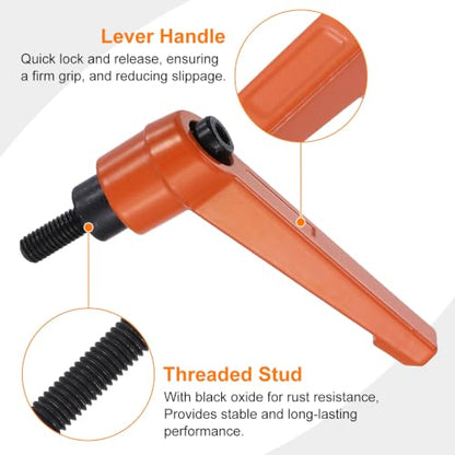 uxcell Clamping Lever Handles for Lathe, M5x12mm Male Thread Orange - size: M5x12mm