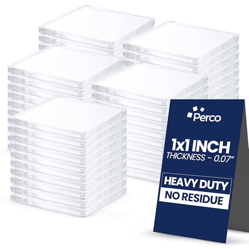 Perco Double Sided Tape Squares, Clear Nano Tape, 50 1"x1" Pre-Cut Mounting Squares – Removable Adhesive for Light to Medium Items, Wall, Posters, Photos, Crafts, Scrapbooking, Office, Classroom, DIY - size: 1x1 inches