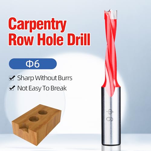 HUHAO 6mm Carbide Tipped Brad Point Boring Bit, Left Hand Dowel Drill Bits - size: 6mm Dia x 70mm Long x 10mm Shank L