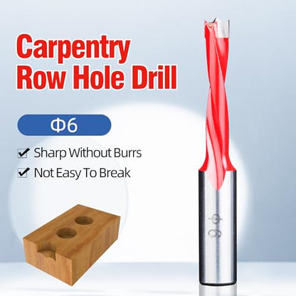 HUHAO 6mm Carbide Tipped Brad Point Boring Bit, Left Hand Dowel Drill Bits - size: 6mm Dia x 70mm Long x 10mm Shank L