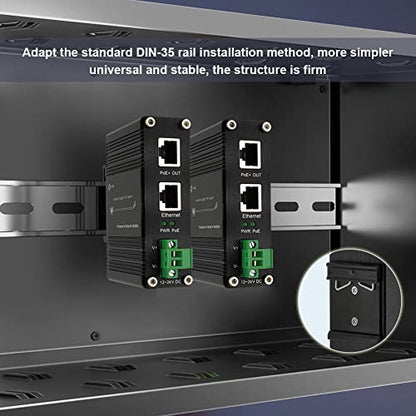 Elenzk Industrial 1000M Gigabit RJ45 24V Passive PoE Injector