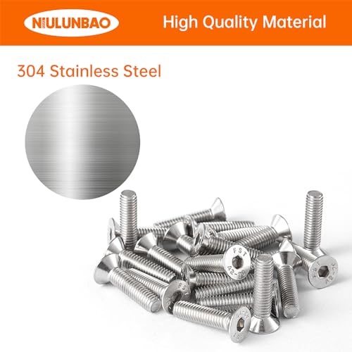 M6-1.0 x 50mm Flat Head Hex Socket Cap Screws Countersunk Bolts, 304 Stainless Steel, Metric Allen Socket Drive, Fully Threaded, Bright Finish, 30PCS - size: M6-1.0 x 50mm(30PCS)