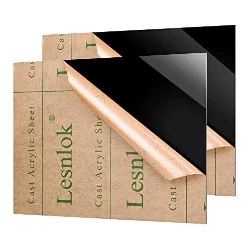 Lesnlok 2 Pieces 12 x 12 Black Acrylic Sheet 1/8 inch Thick 3mm Black Plexiglass Sheet, DIY Materials for Home Decor, Handcraft, Painting, Photography,Switch Panel, Display Stand - size: 12 x 12 x 1/8
