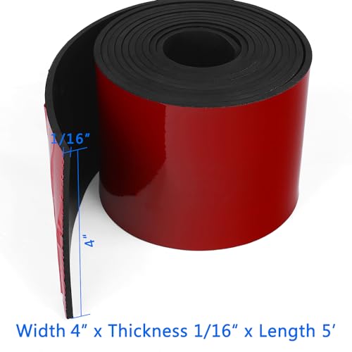 WochiTV Adhesive Solid Rubber Strips, 4" Wide x 1/16" Thick x 60" Long Self Stick Black Neoprene Rubber Rolls Perfect for DIY Insulation Cushion Gasket, Sealing, Liner, Weather Striping - size: 4" W X 60" L, style: 1/16" Thick Adhesive