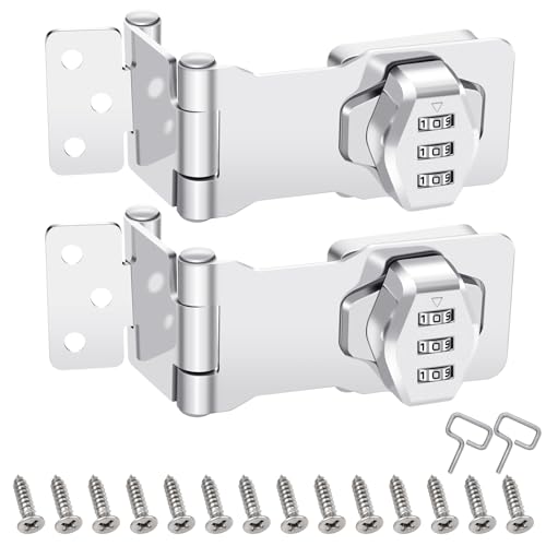 2 Pack Password Rotary Hasp Locks, Collapsible Solid 304 Stainless Steel - color: 2 Pack(Combination Lock)