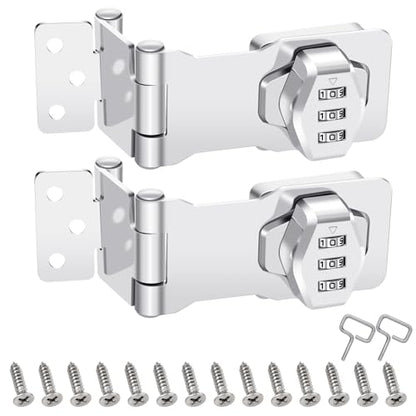 2 Pack Password Rotary Hasp Locks, Collapsible Solid 304 Stainless Steel - color: 2 Pack(Combination Lock)