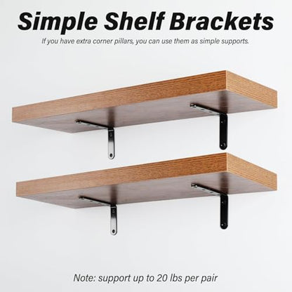 5 x 3 Inch Heavy Duty L Brackets, Steel Corner Braces, Black, 4 Pack - color: Black