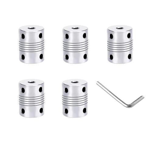 5 Pieces 3D Printer Aluminum Alloy Flexible Shaft Coupling 5 mm to 8 mm, Stepper Motor Shaft Coupler with 2 mm Hexagon Wrench