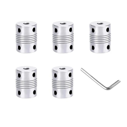 5 Pieces 3D Printer Aluminum Alloy Flexible Shaft Coupling 5 mm to 8 mm, Stepper Motor Shaft Coupler with 2 mm Hexagon Wrench