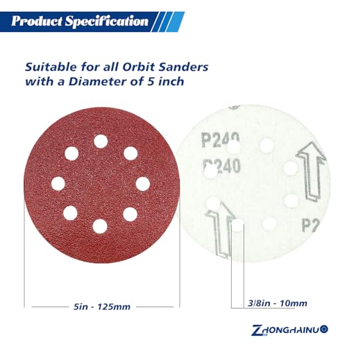 100Pcs 5 Inch Sanding Discs 1000 Grit, Round Hook and Loop Sandpaper for Random Orbital Sander Pads(1000 Grit) - style: 1000G 100pcs