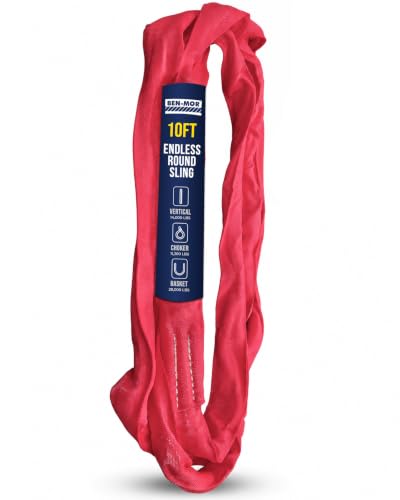 Ben-Mor Heavy-Duty Round Lifting Sling,10 ft 14,000 lb - color: Red - 14,000 lb Vertical WLL, size: 10 feet