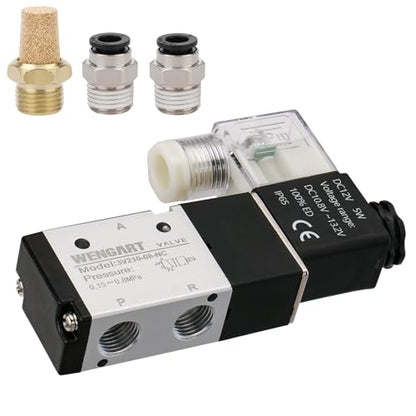 Wengart Pneumatic Solenoid Valve DIY Techs Single Acting Air Cylinder DC12V