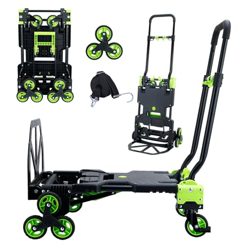 Stair Climbing Dolly Cart with Wheels,2-in-1Folding Hand Truck Dolly - color: Green