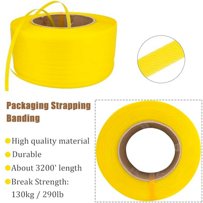 Banding Strapping Kit, Pallet Strapping Kit, Poly Strapping Kit, Plastic Strapping Kit Include Pallet Packaging Strapping Tool, Sealer Tools 3200' Length x 1/2" Wide and 200 Metal Seals