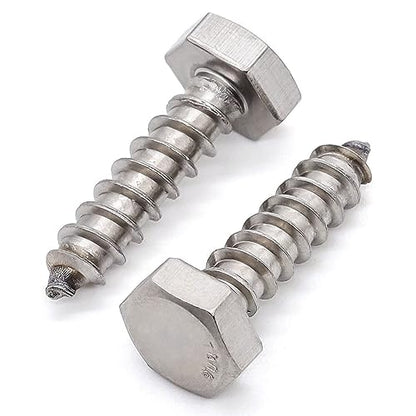 Glvaner (8 pcs) 1/2" x 1-1/2" Stainless Steel Hex Head Lag Bolts, Hexagonal Head Lag Screws, 304 Stainless Steel 18-8, Secure Hold for Wood - size: 1/2 x 1-1/2"