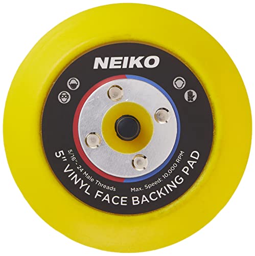 NEIKO 30261A 5” Sanding Pad with Vinyl PSA Backing, 5/16” Arbor with 24 Thread Mounts, 10,000 RPM, Sanding Pads are Ideal for Orbital and Dual Action Sander - size: 5", style: PSA (Sticky-Back)
