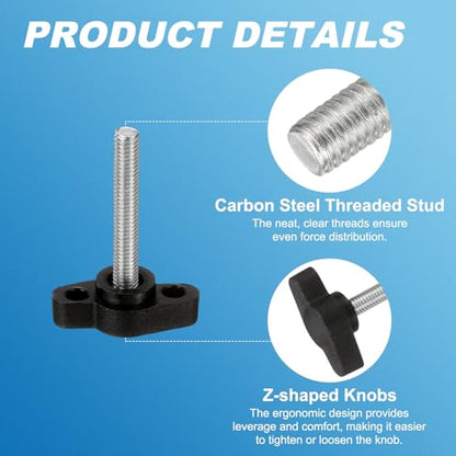 PATIKIL M5 x 30mm Tee Wing Thumb Screws, 6Pcs Carbon Steel Mechanical Handle Bolt Thumb Screws for Remove Replace Hand Clamping Tightening Knobs Power Supply, Black - size: M5 x 30mm