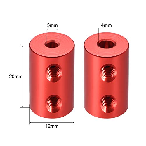 uxcell 2mm to 4mm Bore Rigid Coupling Set Screw L20XD12 Aluminum Alloy 2pcs - size: 3mm to 4mm