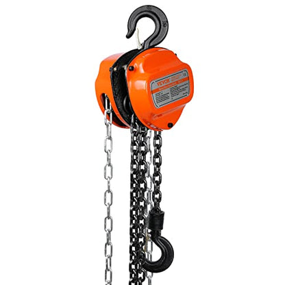 VEVOR Hand Chain Hoist, 1 Ton 2200 lbs Capacity 20 FT Come Along, G80 Galvanized Carbon Steel with Double-Pawl Brake, Auto Chain Leading & 360° Rotation Hook, for Garage Factory Dock - size: 1T 20FT