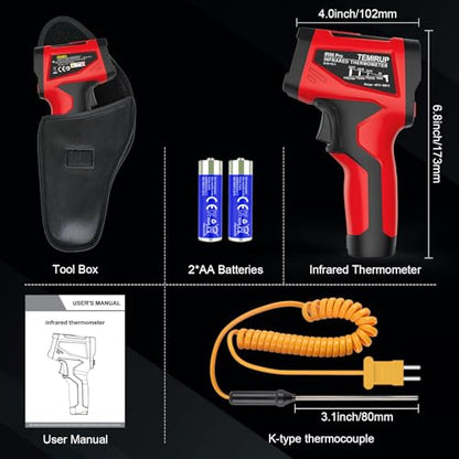 Infrared Thermometer Gun, 1472°F Digital Laser Temperature Gun with Probe