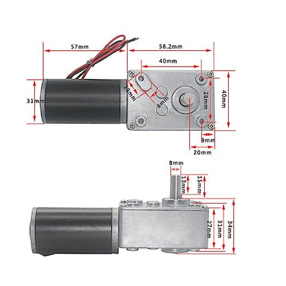 YWBL-WH DC 12V Gear Motor High Torsion Speed Reduce Electric Motor Reversible Gear Motor 8mm Shaft (12V 200RPM), Geared Motor - size: 12V 200RPM